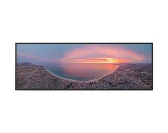 Sunset Over the Coast | Panoramic Aerial Photo | San Clemente California | Framed Canvas Print |