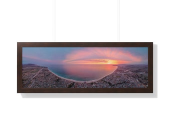 Sunset Over the Coast | San Clemente | California | Framed Panoramic Aerial Photo Print | 12&quot; x 36&quot;