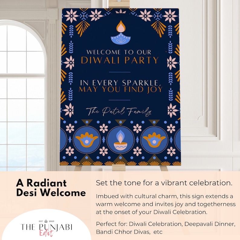 Diwali Party Welcome Sign, Deepavali Board, Punjabi Greeting Board ...