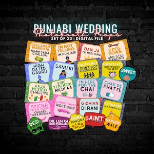 Punjabi Photobooth Props, Indian Desi Viah Wedding Decor, Sangeet Mendhi Jaggo Dholki, Photo Booth Party Signs, DIY Style Frame, Shaadi, PB1