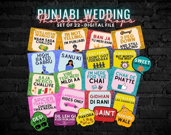 Punjabi Photobooth Props, Indian Desi Viah Wedding Decor, Sangeet Mendhi Jaggo Dholki, Photo Booth Party Signs, DIY Style Frame, Shaadi, PB1