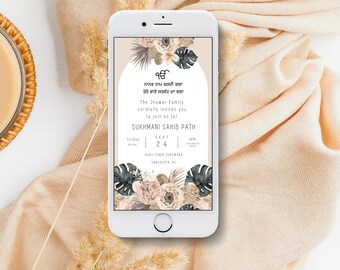 Sukhmani Sahib Path Invitation, Digital Sikh Böninbjudan, Akhand Paath, Kirtan, Bhog, Födelsedag, Electronic DIY Canva Edit Mall SSP2