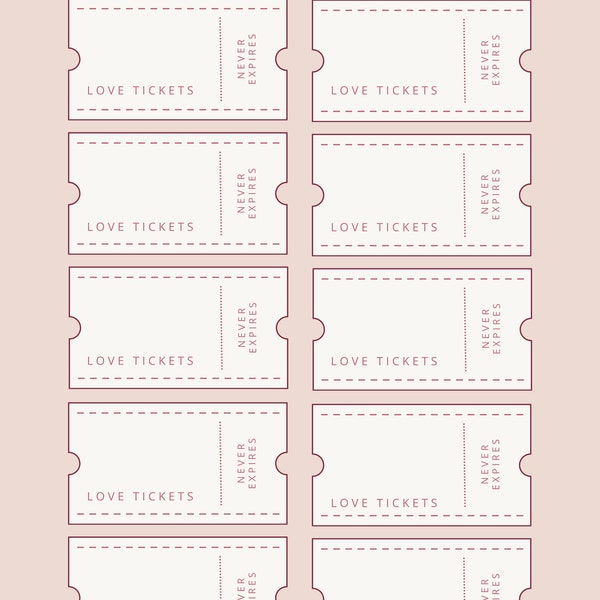 Instant Download Anniversary Tickets | Love Coupons | Customizable Valentine Present | Digital Download Anniversary Gift | Print at Home