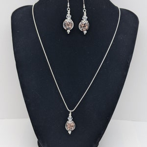 Handmade Silver Necklace and Earrings, Black