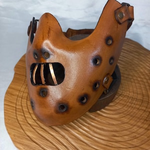 Leather Hannibal Lecter Mask,Rare Cosplay Mask,Terrible Hollowen Mask,Handmade Killer mask,Fear movie mask,Quality Unique Masquerade,