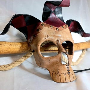 Skull Jester Mask,Real Joker Mask,Special Hollowen Costume,Handmade Leather Mask,Matchless Masquerade Mask,Design Cosplay Mask