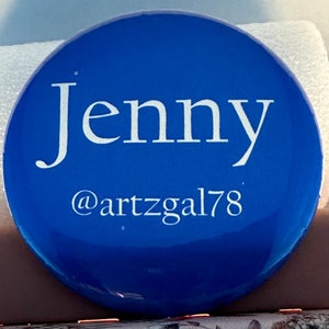 Personalized Name Tag and Social Media Handle Button or Keychain!