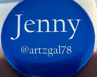 Personalized Name Tag and Social Media Handle Button or Keychain!