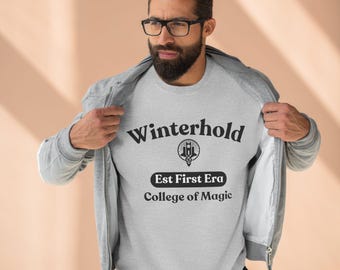 College of Winterhold Sweater | Fantasy Inspired Sweatshirt | Mage Academy Pullover | Fantasy Gamer Gift