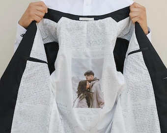 Love Notes Suit Lining | Custom Handwritten Message & Signature | Wedding Gift for Groom | Personalized Tuxedo Lining | Heirloom | Romantic