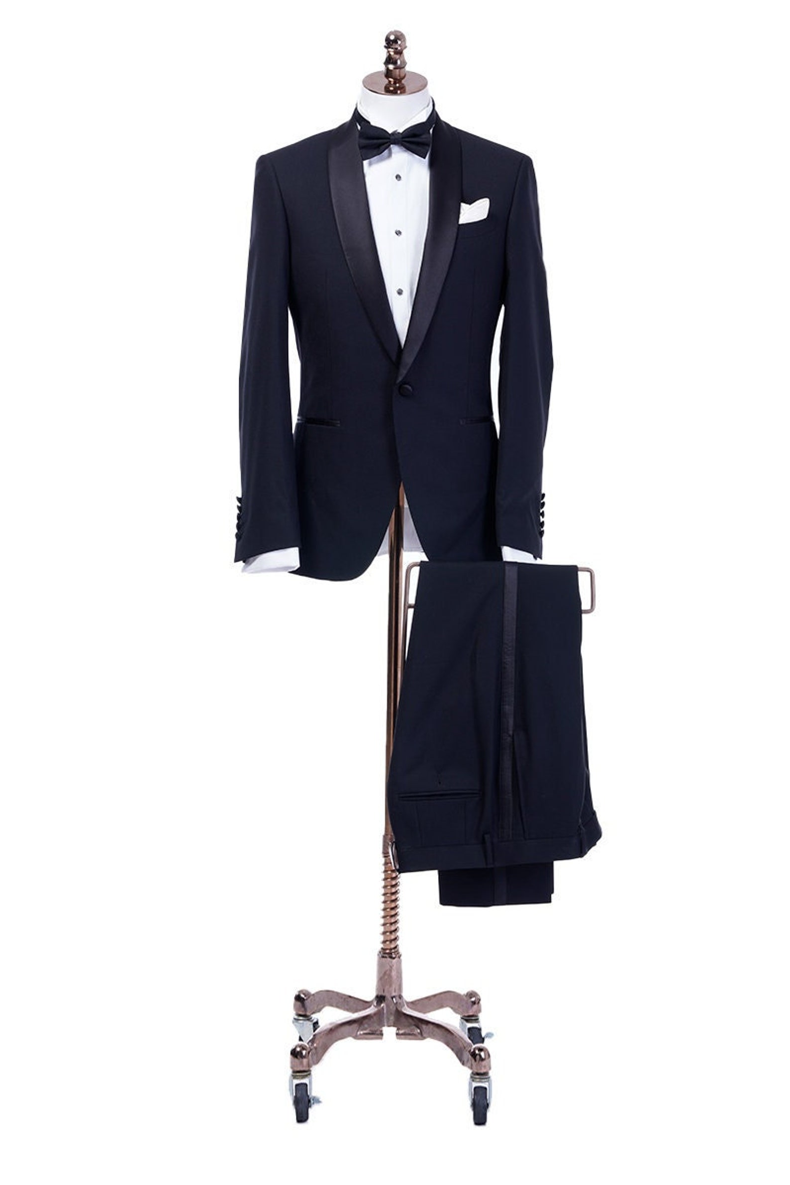 Navy Blue ~ Midnight Slim Fit Tuxedo + Tuxedo Shirt & Bow Tie main image 1