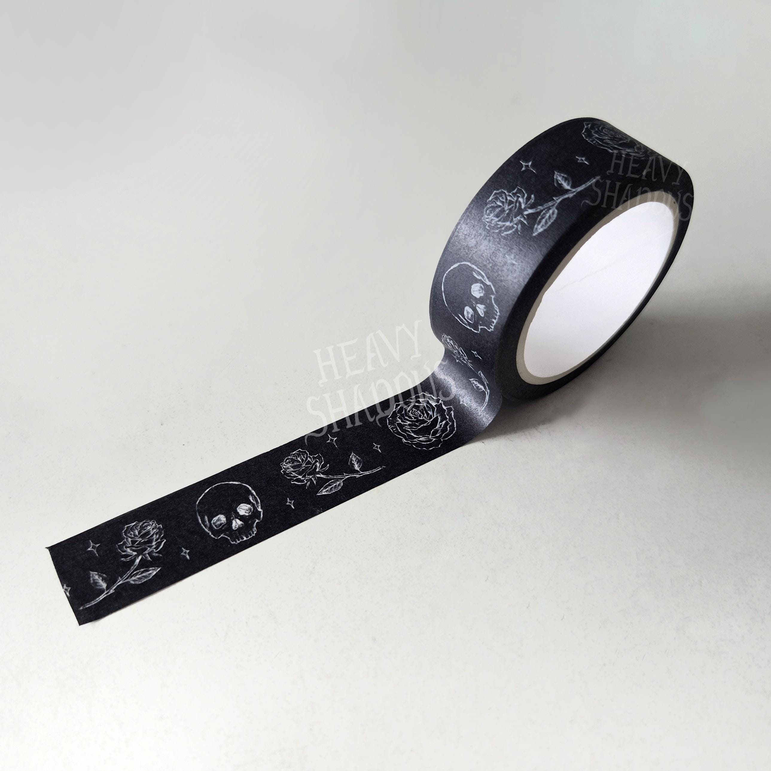 Dead Romantic Washi Tape: Skull & Roses, Goth Dark Romantic Journaling | 15mm x 10m