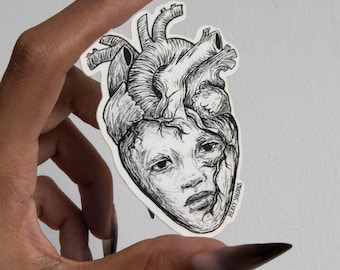 Anatomical Heart Vinyl Sticker | With a Heavy Heart | Matte Waterproof