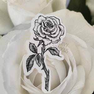 Undying rose - glossy and waterproof Vinyl sticker - sketchy look small sticker