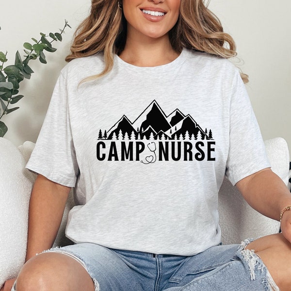 Camp Nurse Tshirt, Short Sleeve Medical Field Shirt, Unisex Crewneck Camping Tshirt, Summer Camping Top, Cool Summer Nurse Tshirt