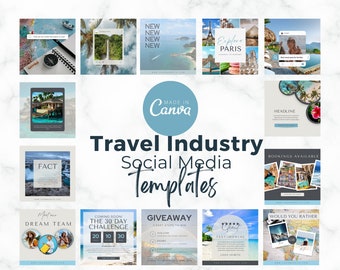 Travel Instagram Templates | Travel Social Post Template | Editable in Canva | Social Media Template Travel Agent | Canva Instant Download
