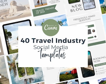 Travel Instagram Social Media Templates | Travel Template Editable Canva | Social Media Template  | Travel Agent Canva Instant Download