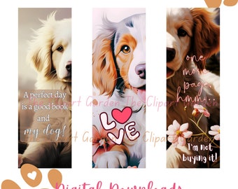 Bookmarks Digital Dog Mom Bookmark Gifts for Book Lovers Gift Birthday Gift Book Nerd Gift Instant Download Bookmark Set for Dog Lovers