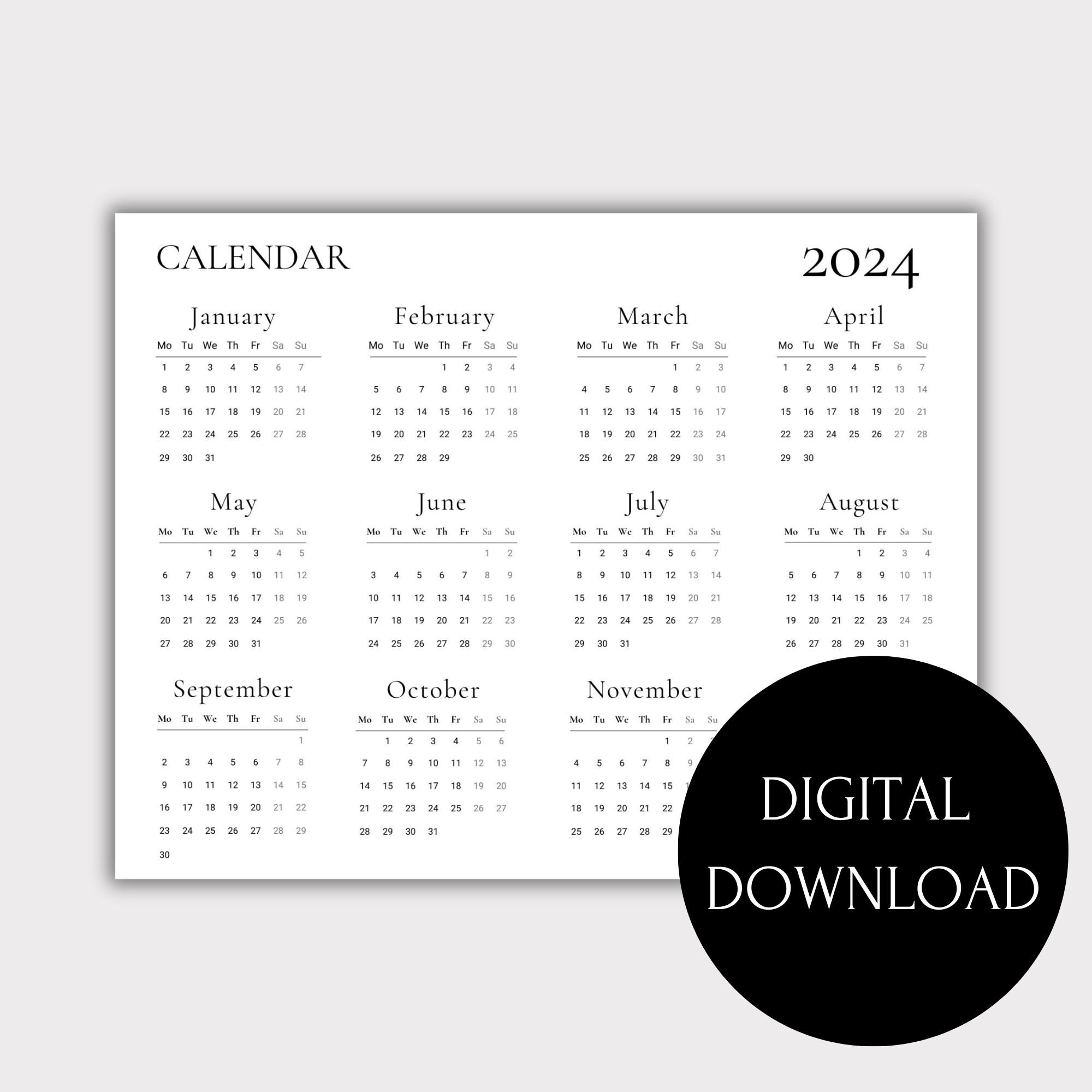 2025 Calendar 2025 Wall Calendar Printable Calendar 2025 Minimalist