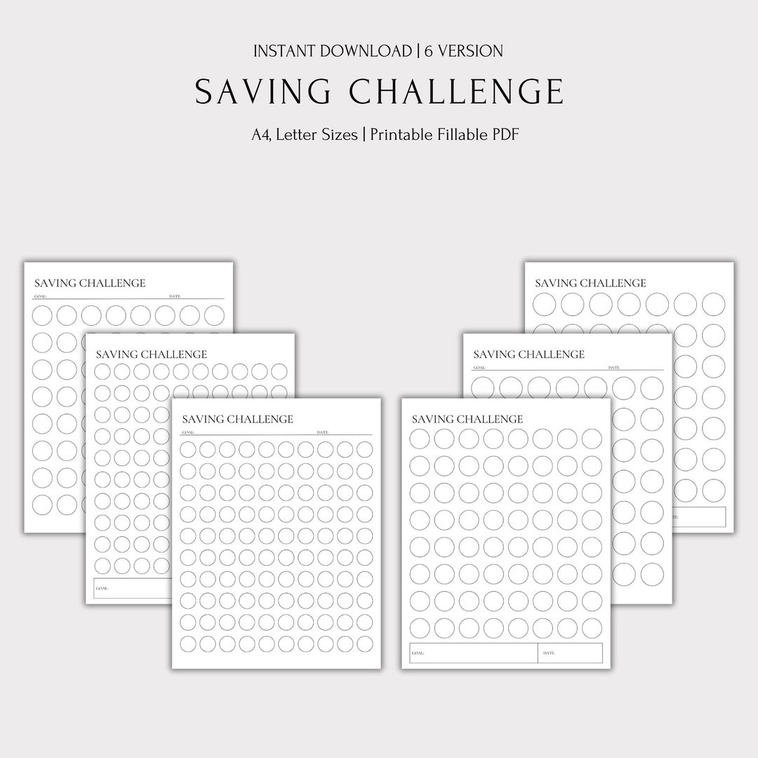 Savings Challenge Printable Saving Goal Plan Savings Etsy