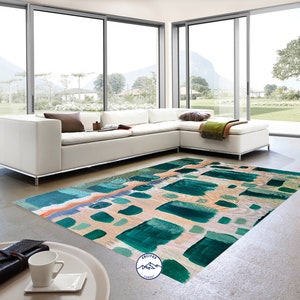 Green Rug, Painted Rug, Room Rug, Art Rug, Style Rug, Digital Rug, Abstract Rug, Living Room Rug, Modern Rug, Popular Rug, Printed Rug