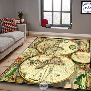 Antike Weltkarte, Stilteppich, Geschenkteppich, Digitalteppich, Raumteppich, Wohnzimmerteppich, Moderner Teppich, Beliebter Teppich, Marktteppich, Gedruckter Teppich