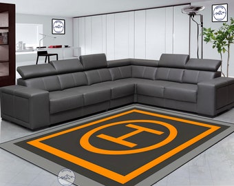 Helipad Symbol Rug: Modern Style Printed Room Rug