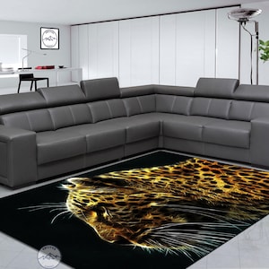 Leopard Print Rug: Modern Animal Design, Non-Slip Cotton