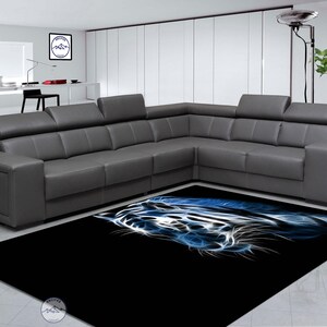 Tiger Neon Rug: Modern Animal Design, Non-Slip Cotton