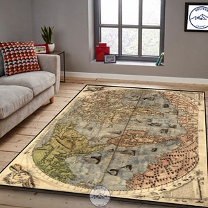 Alte Weltkarte, Retro Teppich, Stilteppich, Geschenkteppich, Digitalteppich, Raumteppich, Raumdekorteppich, Moderner Teppich, Beliebter Teppich, Marktteppich
