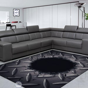 Hole Rug: Modern 3D Illusion Rug, Washable Non-Slip Cotton