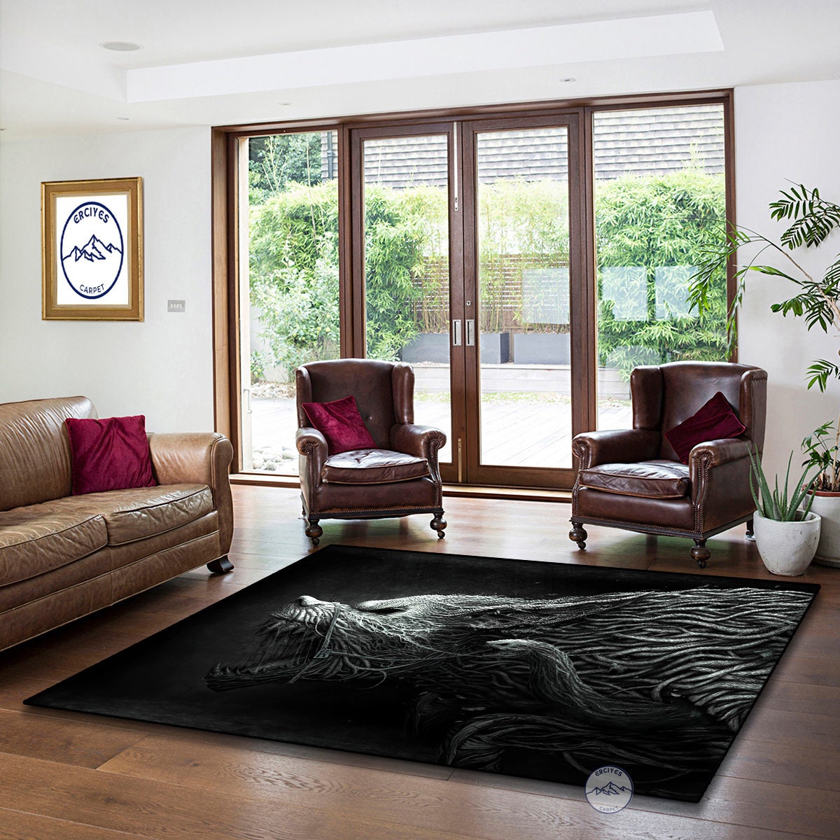 Wolf Rug, Black Wolf Rug, Wolf Pattern Rug, Style Rug, Digital Rug, Room Rug, Living Room Rug