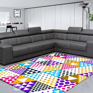 Colourful Triangle Pattern Rug, Art Rug, Style Rug, Digital Rug, Room Rug, Living Room Rug, Modern Rug, Popular Rug, Printed Rug