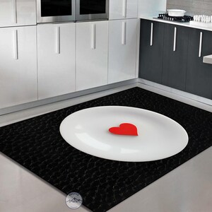 Heart On Plate Rug, Kitchen Rug, Gift Rug, Leather pattern, Valentine&#39;s day gift, Love Rug, Style Rug, Modern Rug, Popular Rug, Printed Rug