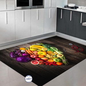 Kitchen Rug, Fruit Heart Rug, Food Room Rug, Art Rug, Style Rug, Digital Rug, Living Room Rug, Modern Rug, Popular Rug, Printed Rug