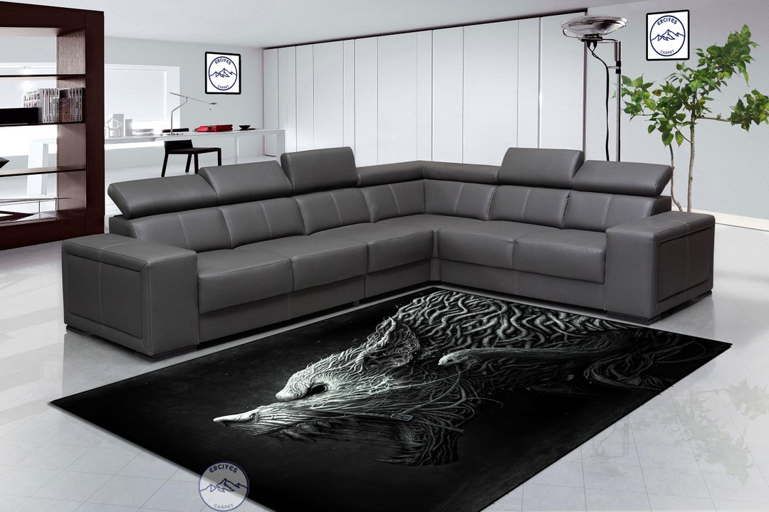Wolf Rug, Black Wolf Rug, Wolf Pattern Rug, Style Rug, Digital Rug, Room Rug, Living Room Rug