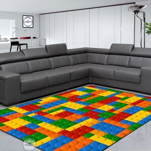 Colorful Building Block Rug: Modern Kids Room Decor