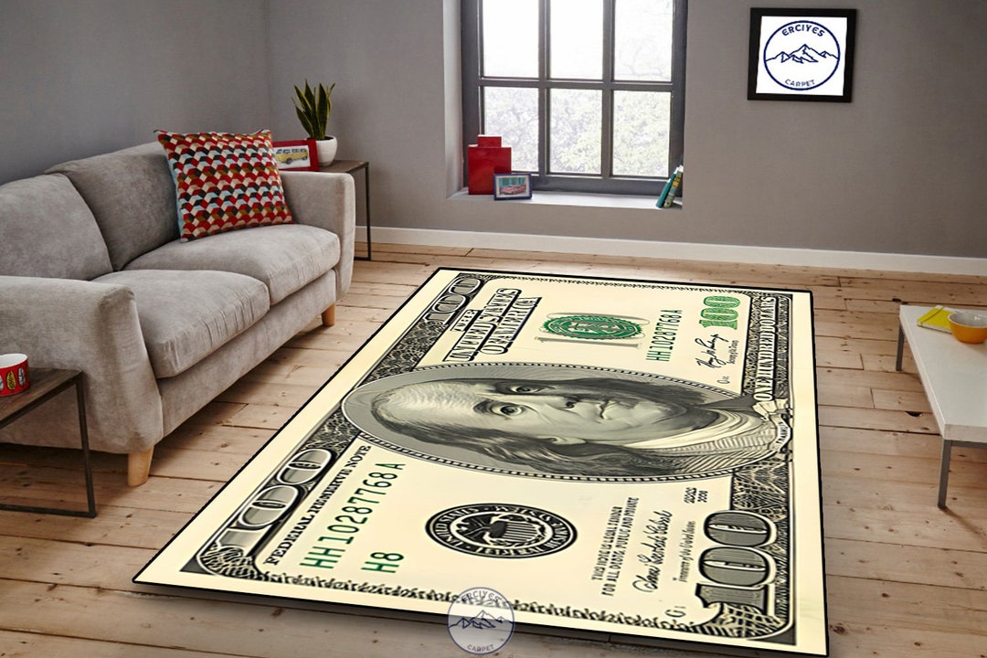 100 Dollar Bill Rug: Money Decor, Non-slip Cotton Sole - Etsy