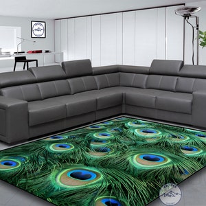 Tapis en plumes de paon : tapis de style imprimé moderne