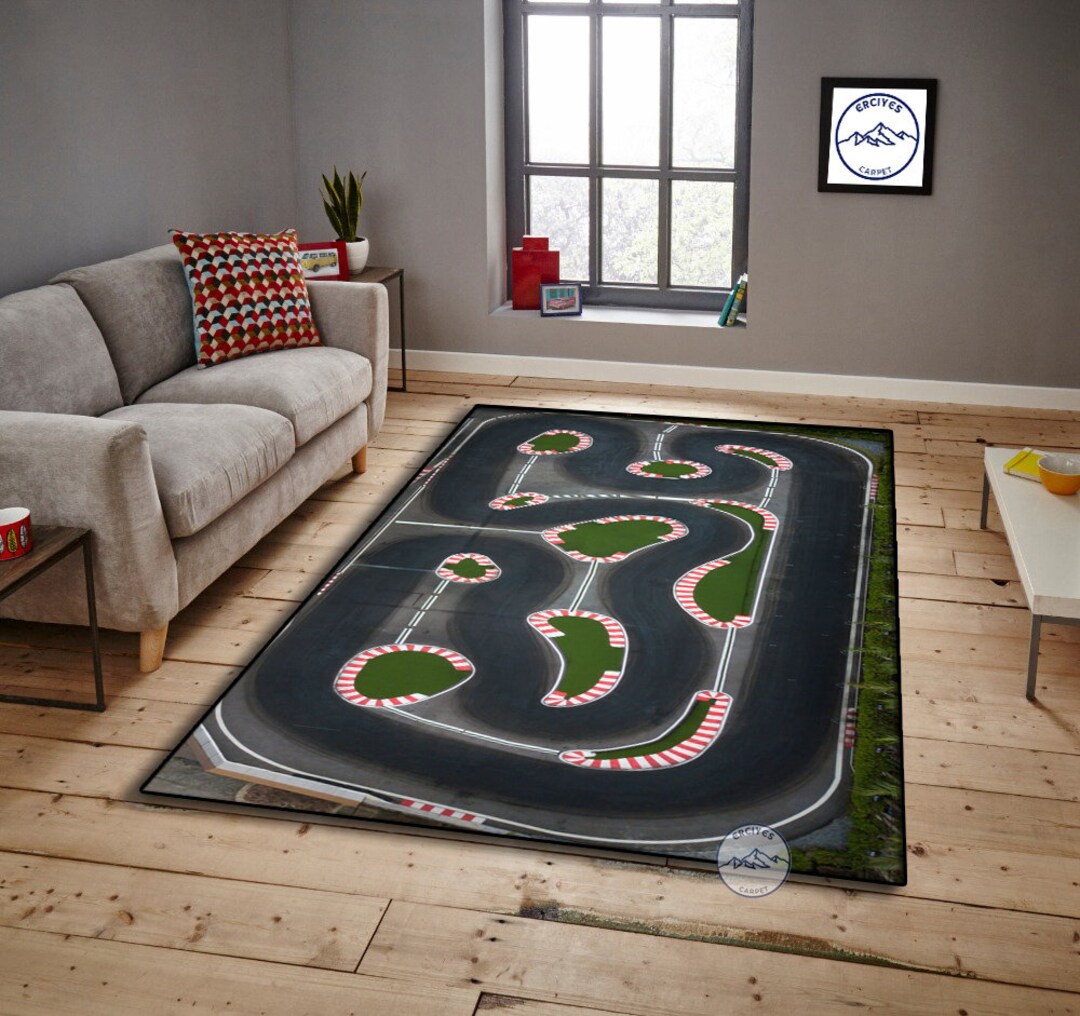 Race Track Rug: Car Game Mat, Kids Room Decor - Etsy