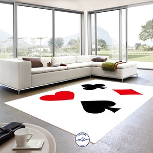 Tappeto per carte da gioco, Tappeto bianco, Tappeto per camera, Tappeto artistico, Tappeto in stile, Tappeto digitale, Tappeto astratto, Tappeto per soggiorno, Tappeto moderno, Tappeto popolare, Tappeto stampato