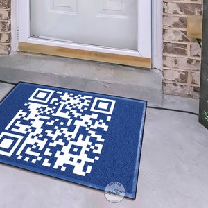 Blue Big Qr Mat, Qr Doormat Rug, Qr Doormat, Qr Mat, Qr Code Mat, Qr Code Doormat, Personalized Doormat, Style Doormat, Printed Doormat