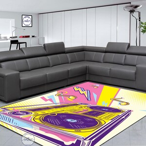 Kassettenrekorder, Vektor-Kassettenrekorder, Musikteppich, Digitalteppich, Teppich, Wohnzimmerteppich, Moderner Teppich