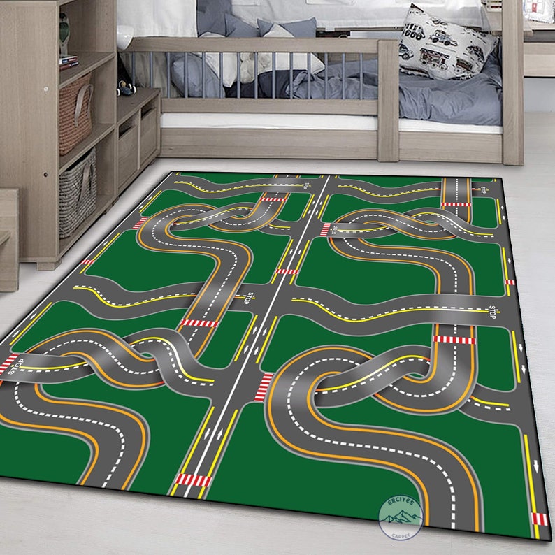 Race Track Rug: Kids Room Speedway Carpet - Etsy