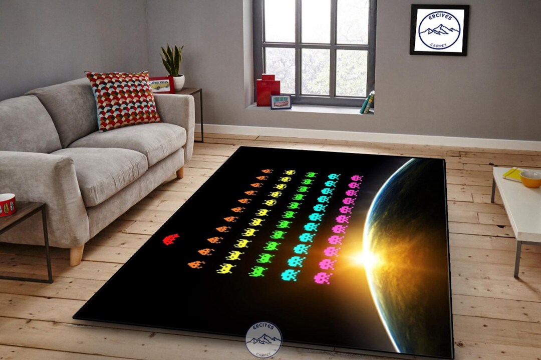 Atari Space Invaders Rug: Retro Game Room Decor - Etsy