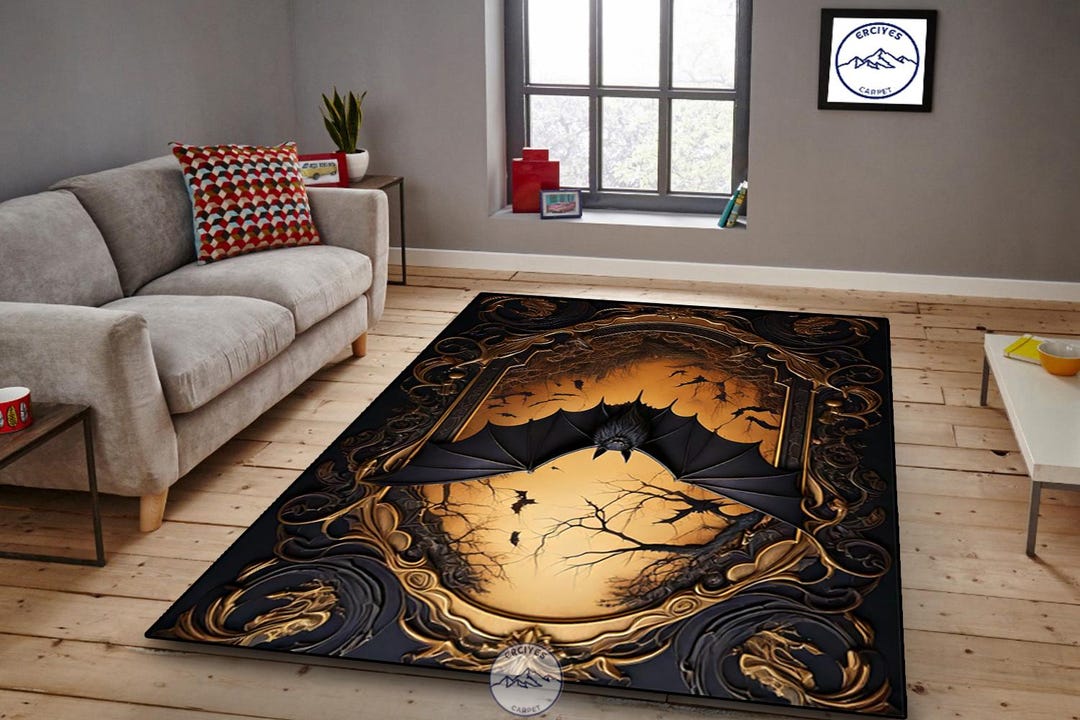 Bat Rug: Gothic Decor for Witchy Room, Dark Academia Style - Etsy