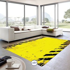 Safety Strip Rug, Yellow Rug, Warning Rug, Style Rug, Digital Rug, Abstract Rug, Living Room Rug, Modern Rug, Popular Rug, Printed Rug