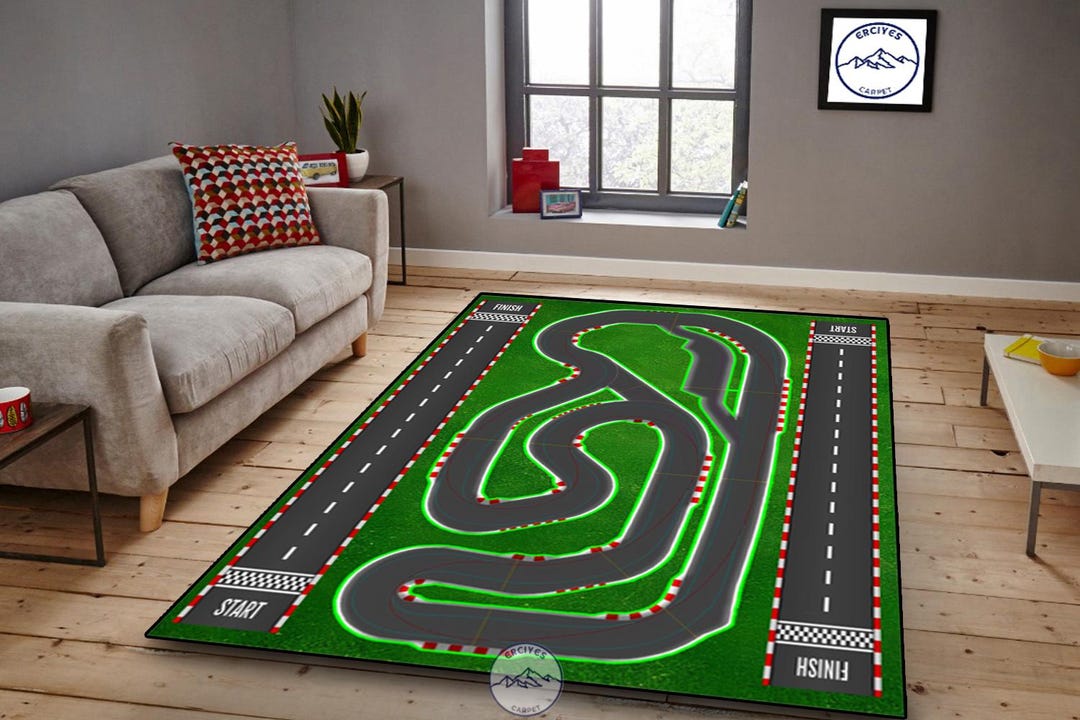 Race Track Rug: Kids Room Speedway Carpet, Washable - Etsy