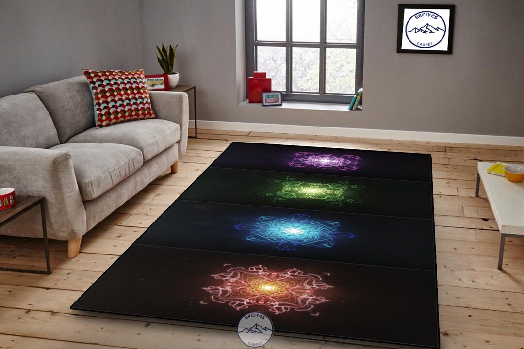 Chakra Symbolism Rug: Modern Printed Room Decor - Etsy
