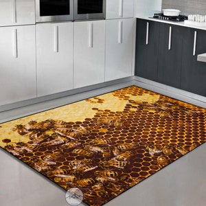 Honeycomb Bee Rug, Bee Rug, Honeycomb Rug, Kitchen Rug, Style Rug, Digital Rug, Room Rug, Dining Room Rug, Modern Rug, Gift Rug, Printed Rug
